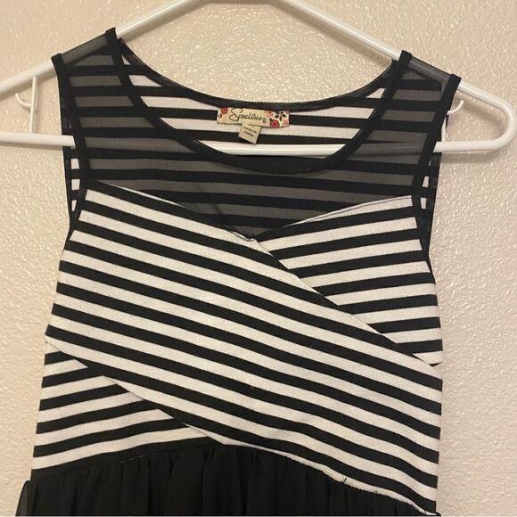 Speechless Girls Black white stripe mesh formal special occasion hi low dress 12 - Picture 4 of 12